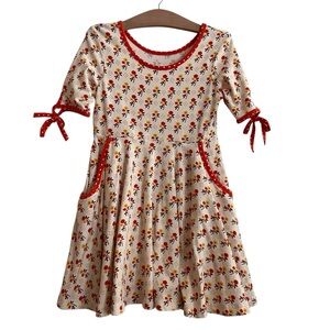 Eleanor Rose Cream Floral Dress with pockets (5-6)